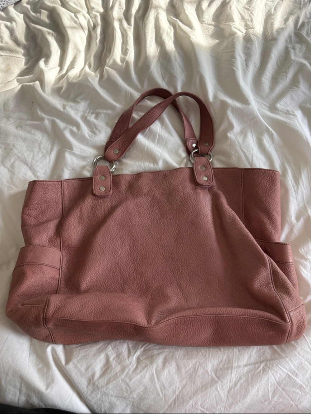 Garnet Hill Women’s Rose Leather Large Tote Bag - Stylish Everyday Carry